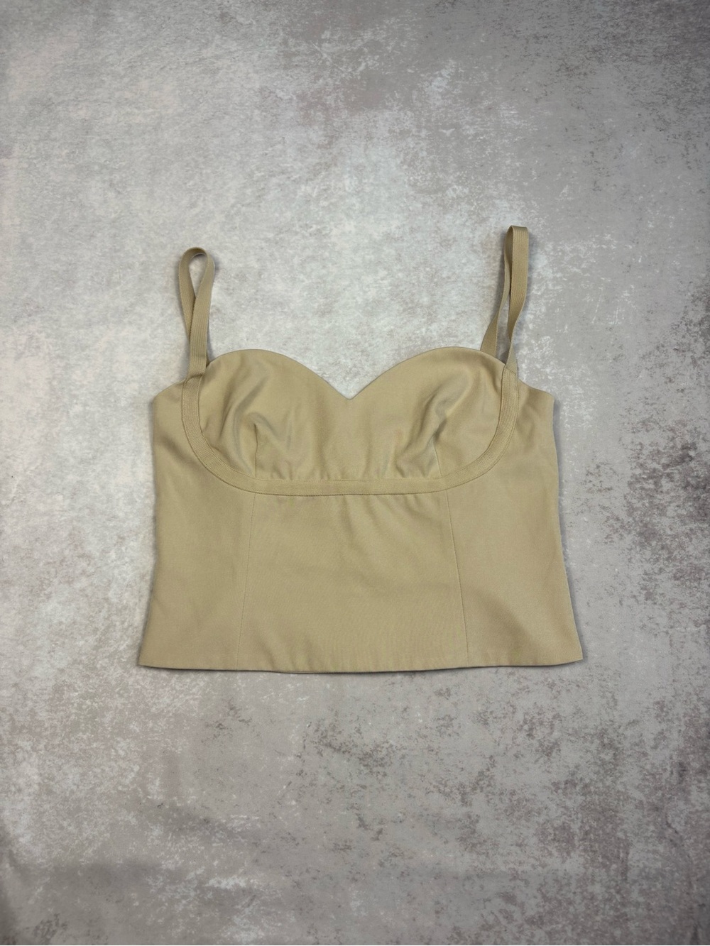 Princess Polly Beige Corset Open Back Crop Top w/ Satin Like Interior